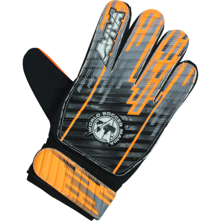 Guantes de portero Aviva, disponibles en color anaranjado, con ajuste perfecto para niños y adultos.