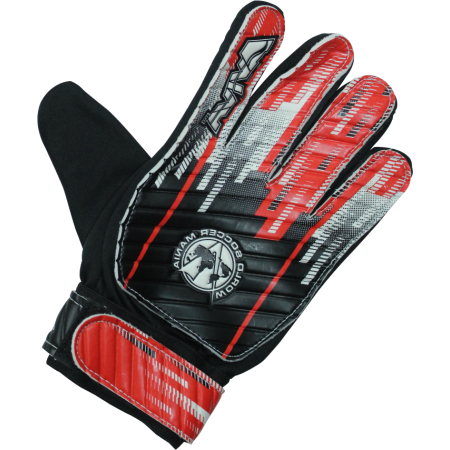 Guantes de portero Aviva, disponibles en color rojo, con ajuste perfecto para niños y adultos.