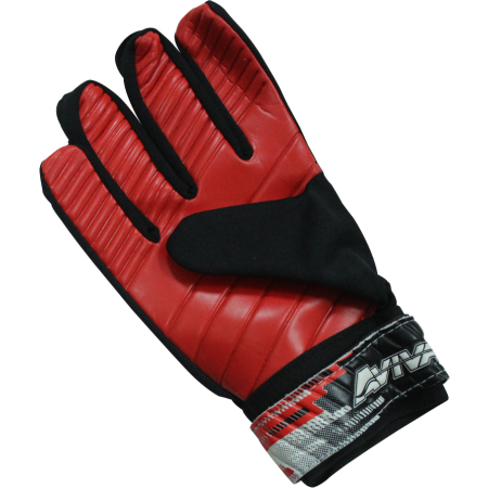 Guantes de portero Aviva, disponibles en color rojo, con ajuste perfecto para niños y adultos.