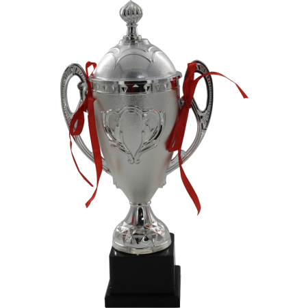 Trofeo gold rose de estrellas, con espacio para sticker en estrella grande. De base color negro.